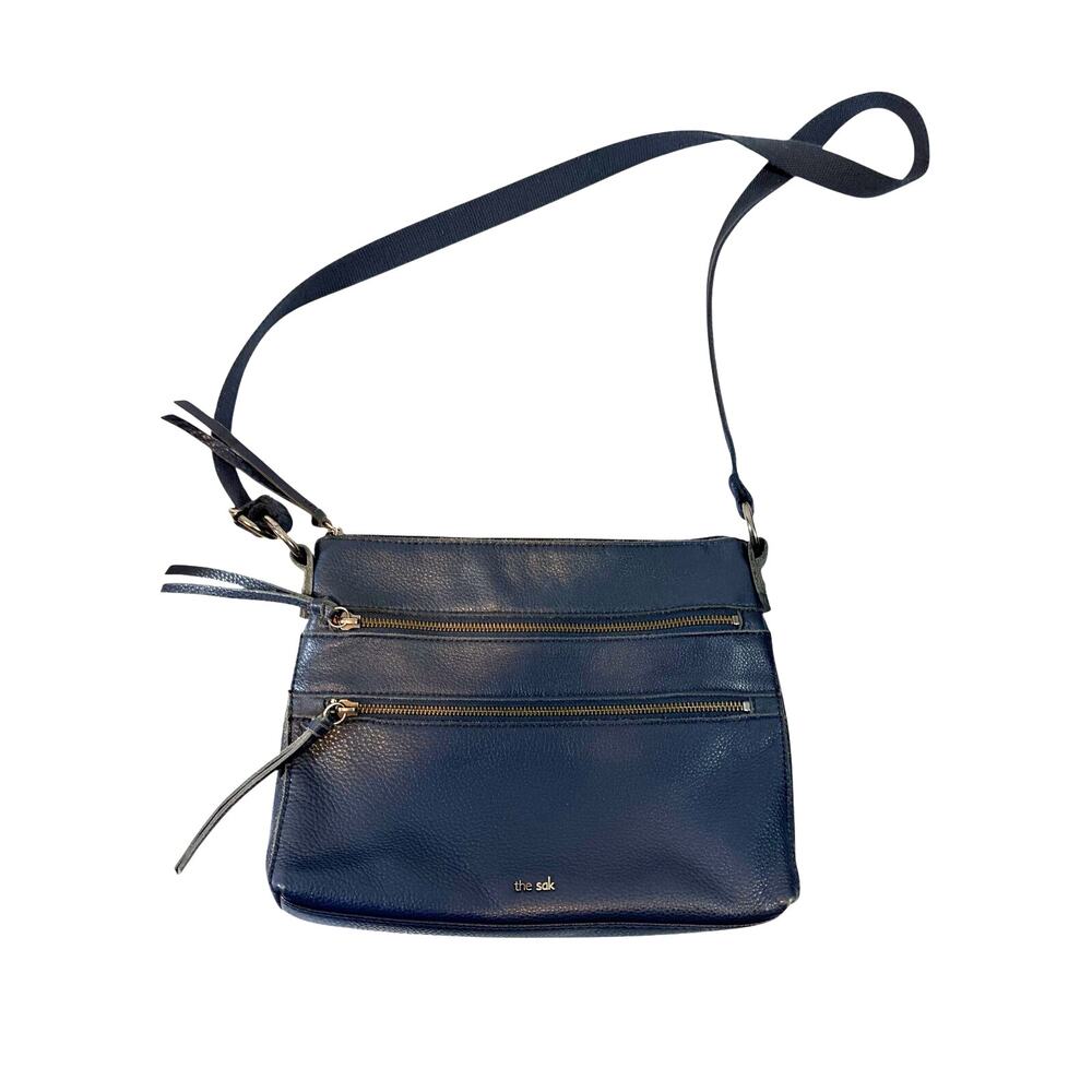 The Sak Reseda Teal Leather Crossbody Shoulder Handbag Tassels Adjustable Strap